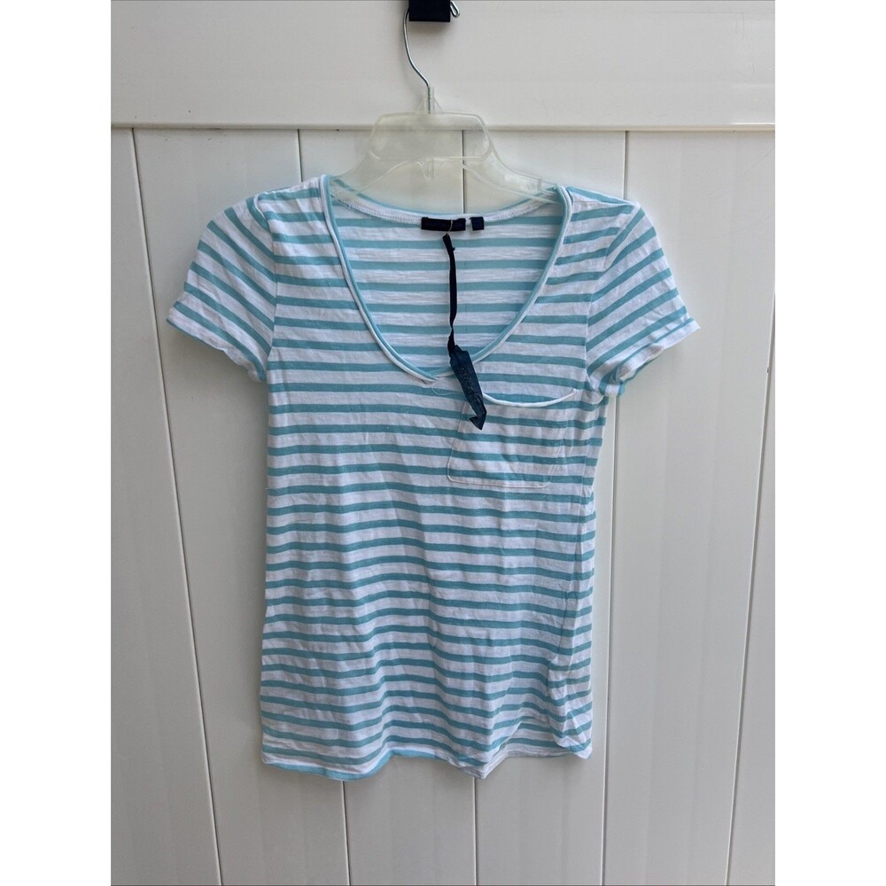 Martin & OSA Top Short Sleeve Knit Top XXS Blue White Striped NWT